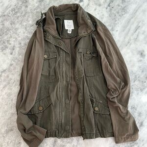 Tilly’s large olive green utility jacket women’s